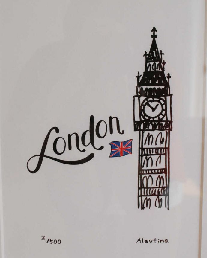リビング雑貨　インテリア雑貨　アートフレーム　時計台（LONDON）。壁に一枚掛けるだけで、お洒落なお部屋の完成です。(n7-110)