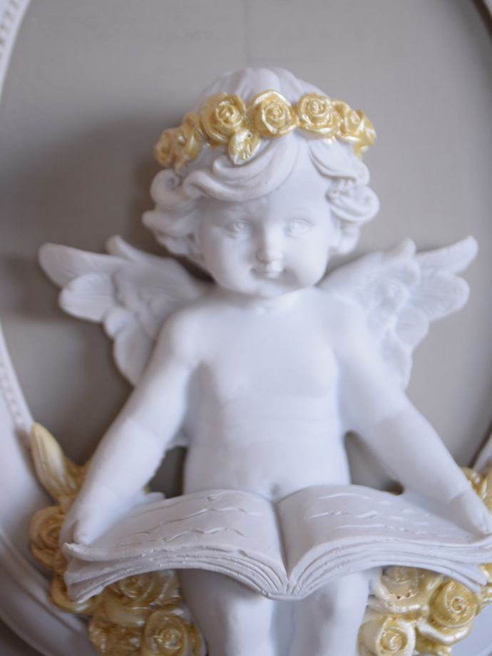 アンティーク風の可愛いディスプレイ雑貨、天使の形のデコラティブなパネル（エンジェル・イエローゴールド）(n7-193)｜インテリア雑貨