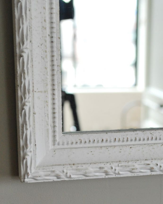 フランスアンティーク調のおしゃれな鏡、リボンが可愛いウォールミラー（レクタングル型・Ｓ）