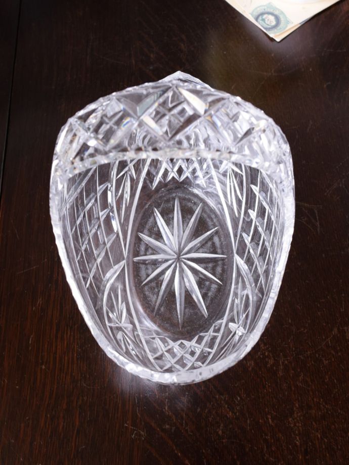 アンティークガラスの雑貨、プレスドグラスのガラスバスケット(pg-7554 