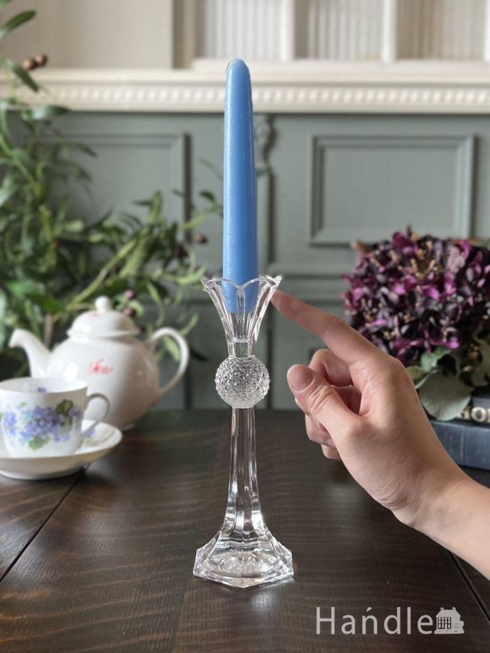 アンティークガラスのロウソク立て