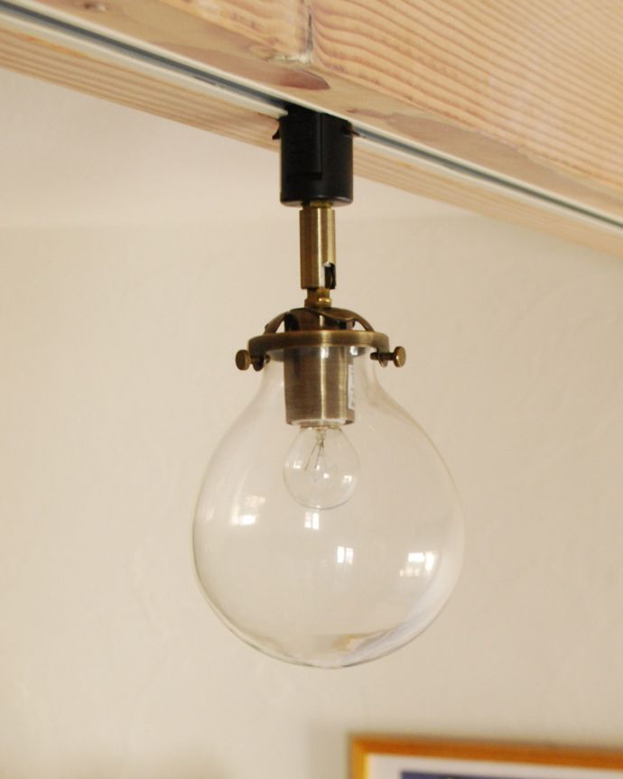 スポットライト　照明・ライティング　クリアのガラスボール（ダクトレール専用スポットライト）（電球なし）。角度が調整できるデザインです。(pl-162)