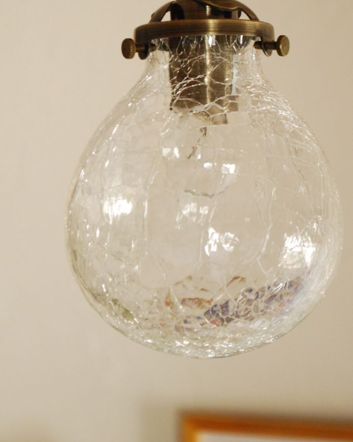 スポットライト　照明・ライティング　クラック入りのガラスボール（ダクトレール専用スポットライト）（電球なし）。クラックの入ったようなデザインがアンティークガラスみたいでお洒落です。(pl-163)
