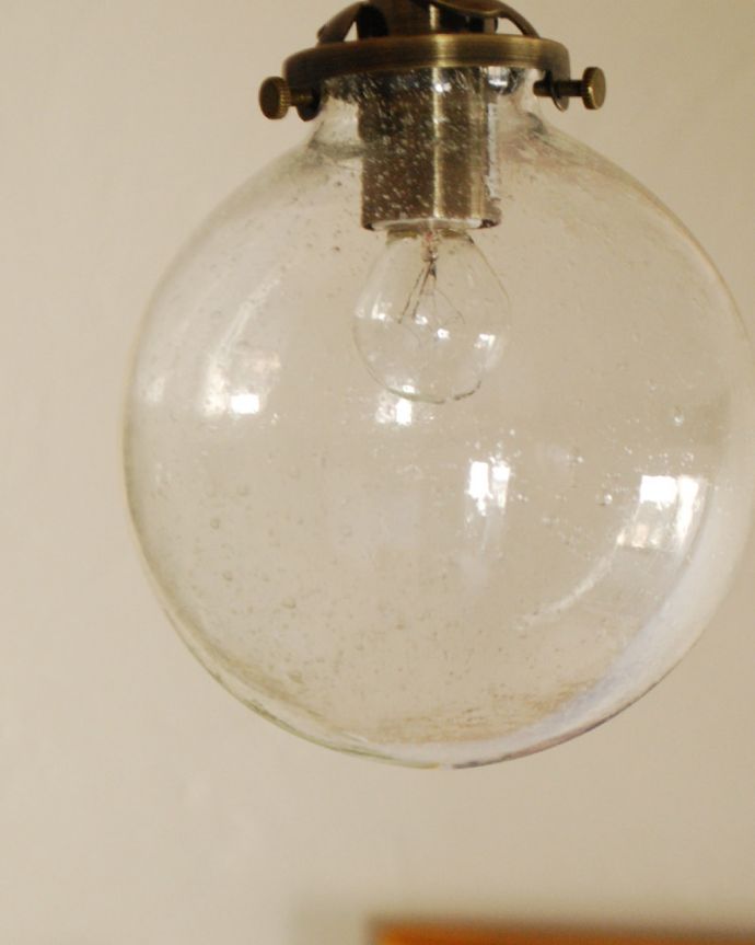 スポットライト　照明・ライティング　ガラスボールスポットライト（まん丸/バブル入り）（ダクトレール専用）（電球なし）。気泡が入った可愛いバブルガラス。(pl-166)