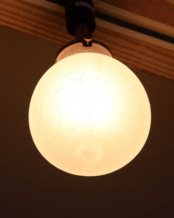 スポットライト　照明・ライティング　フロスト×クラック入りのガラスボール（ダクトレール専用スポットライト）（電球なし）。。(pl-198)