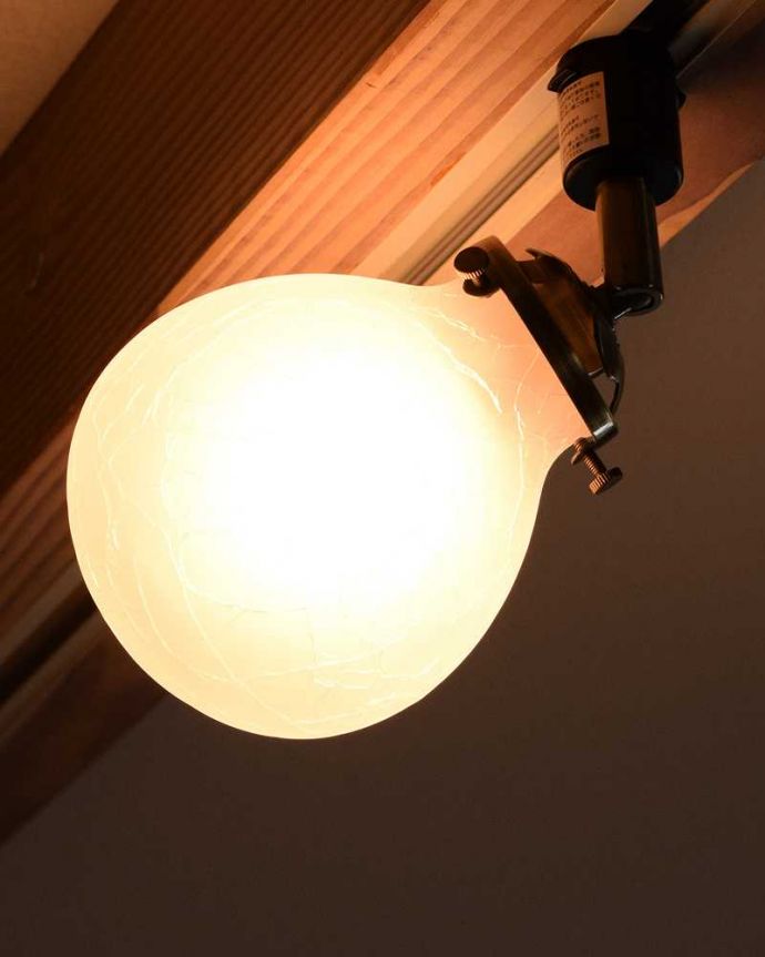 スポットライト　照明・ライティング　フロスト×クラック入りのガラスボール（ダクトレール専用スポットライト）（電球なし）。。(pl-198)