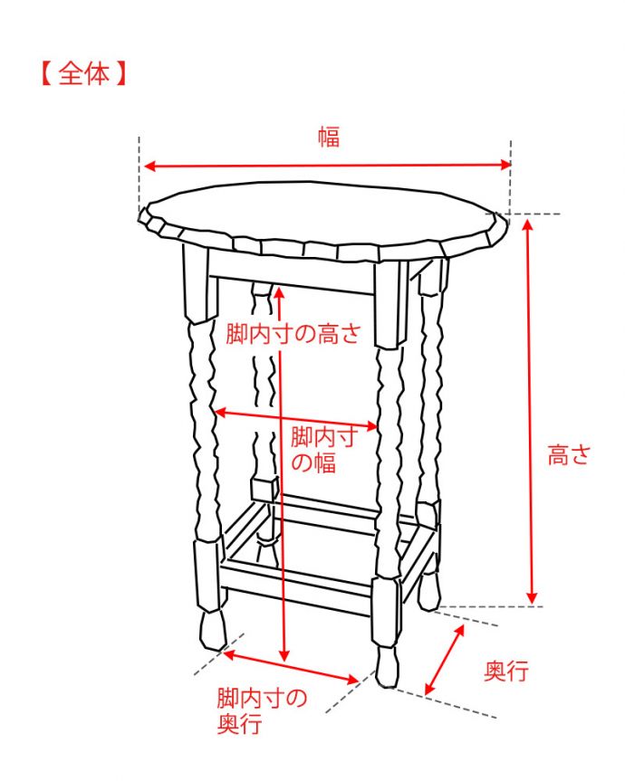 アンティークのテーブル　アンティーク家具　コンパクトで気軽に使えるアンティーク家具、脚の装飾も美しいワインテーブル(オケージョナルテーブル)。。(q-1337-f)
