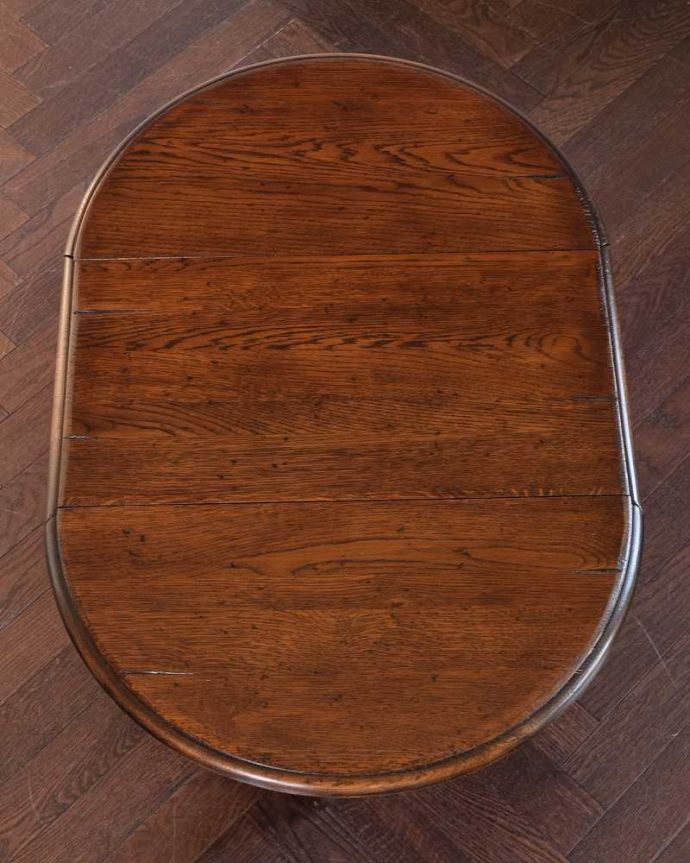 アンティークのテーブル　アンティーク家具　英国のアンティーク家具、珍しいコンパクトなサイズのゲートレッグテーブル（伸張式テーブル）。天板の修復には自信があります。(q-1763-f)