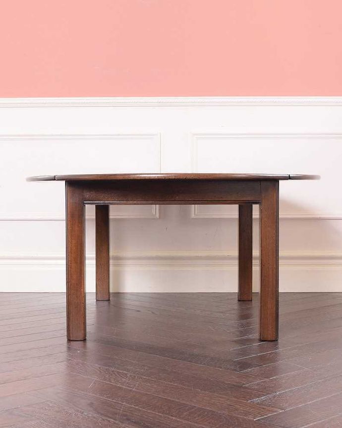アンティークのテーブル　アンティーク家具　イギリスのアンティーク家具、伸張式コーヒーテーブル（バタフライテーブル）。クルッと回転。(q-1773-f)