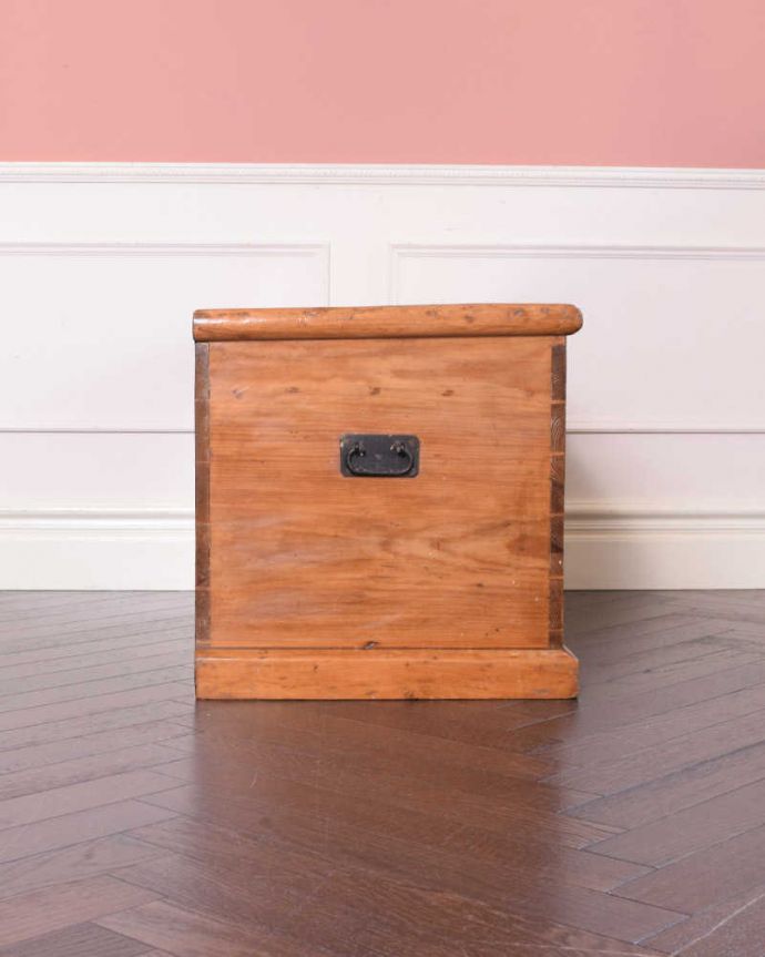 ブランケットボックス・収納ボックス　アンティーク家具　イギリスで見つけたアンティークブランケットボックス（コファ）。横から見てもキレイですもちろん、横顔だってキレイ！どこから見ても絵になります。(q-1805-f)
