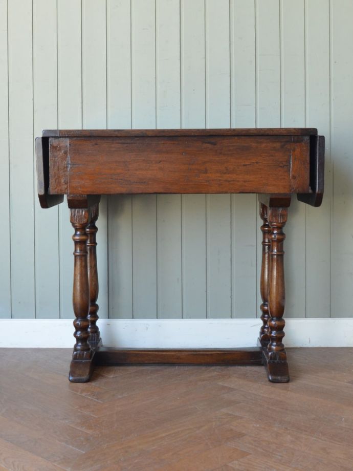 英国アンティークの伸長式テーブル、オーク材のサイドテーブル
