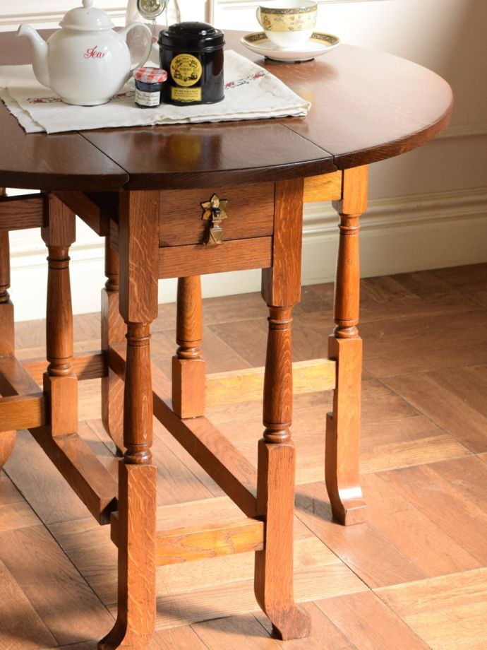 英国アンティーク木製ゲートレッグテーブル/バタフライ机/飾り棚作業台 