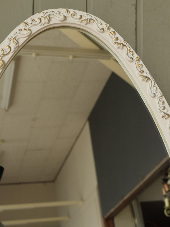 フランスから届いたアンティークの鏡、美しい姿見のシュバルミラー(q 