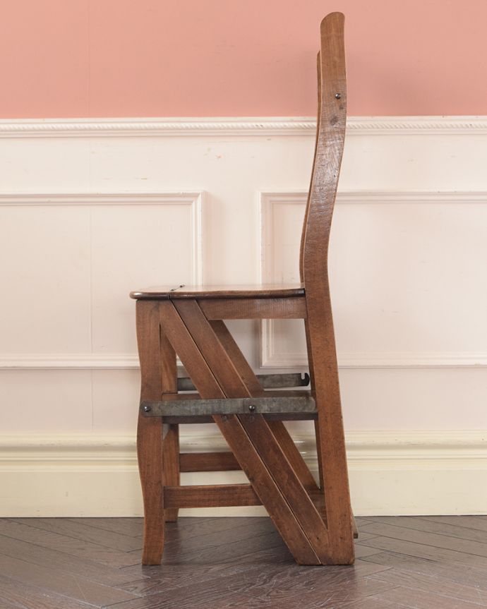 ハシゴになっちゃうめずらしい椅子、アンティークのラダー(q-366-c)｜アンティークチェア・椅子