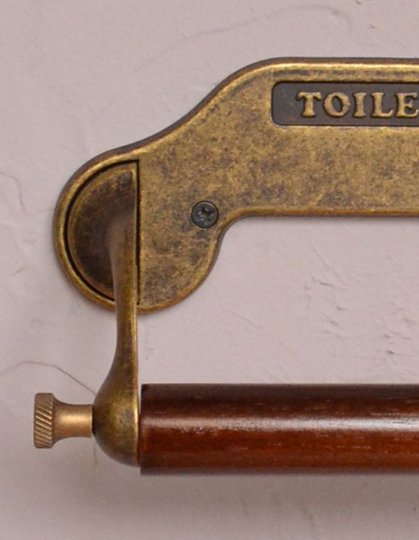 洗面・トイレ　住宅用パーツ　レトロなデザインの真鍮製ペーパーホルダー（アンティーク色）フタ無し。お洒落なサニタリーを演出してくれるアイテムです。(sa-240)
