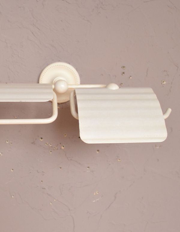 洗面・トイレ　住宅用パーツ　真鍮ペーパーホルダーダブル（アンティークホワイト）。ダブルホルダーは、お家でも、飲食店でも人気のタイプです。(sa-252)