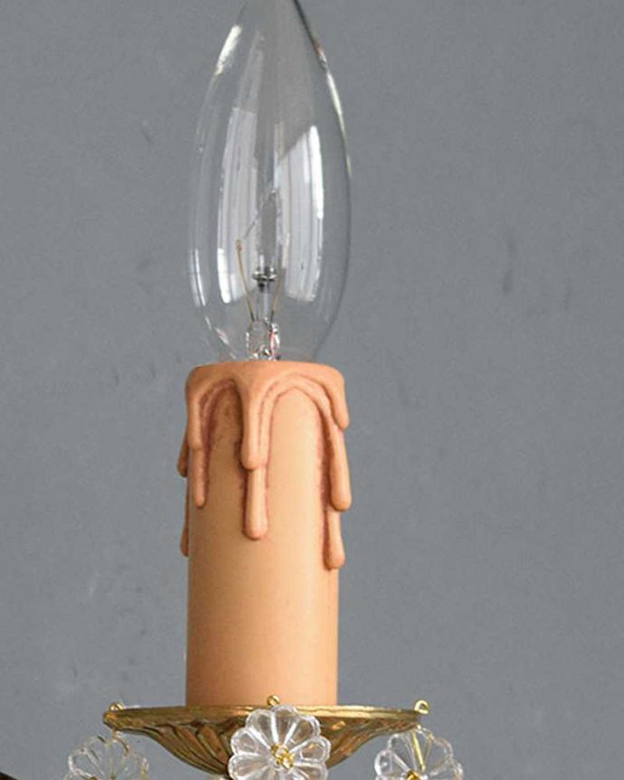 Handleオリジナル　照明・ライティング　Handleオリジナルの壁付けシャンデリア（Ｅ17シャンデリア球付）。LEDも使えます口金は100Wまで対応可能ですが、蝋管付きなので白熱球は40W以下がオススメです。(wr-028-o)