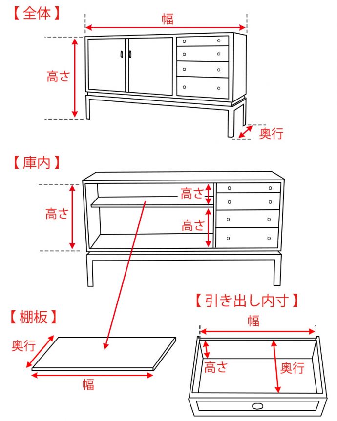 アンティークのキャビネット　アンティーク家具　シンプルなビンテージ家具、小さなサイズのサイドボード（テレビ台）。。(x-1201-f)