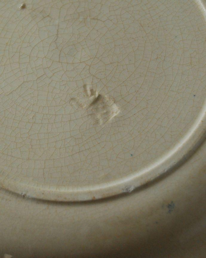 テーブルウェア(食器)　アンティーク雑貨　フランスで見つけたディッシュプレート、野薔薇が美しいアンティーク食器（22cm）。裏にはマークが残っていました。(x-785-z)
