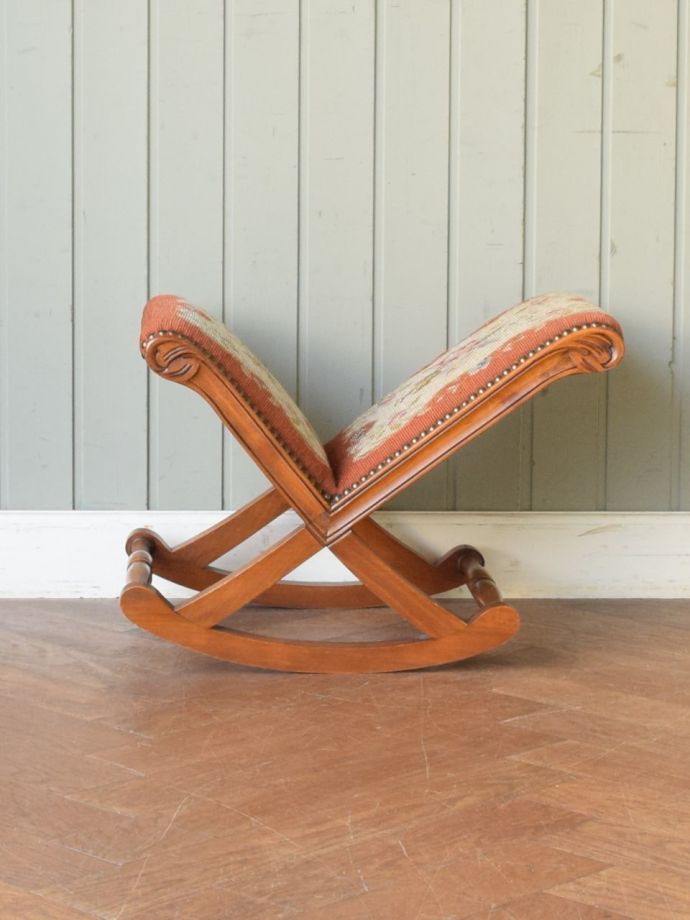 アンティークの美しい椅子、プチポワンのフットスツール(z-088-c
