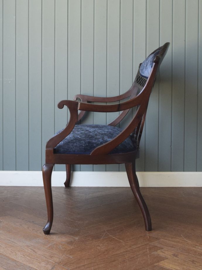 英国アンティークの美しい長椅子、マホガニー材のおしゃれなセティ(z 