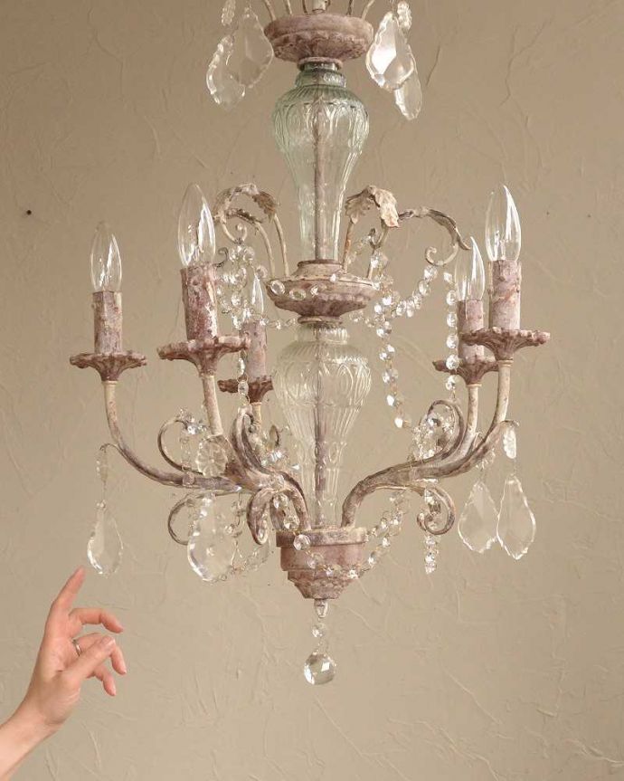 シャンデリア　照明・ライティング　フランス輸入の照明、お洒落なシャンデリア（Ｅ14シャンデリア球5個付）Chandelier Venise。。(cf-1051)