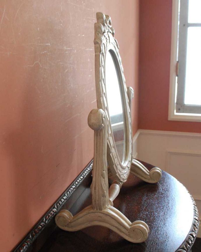 ミラー・時計 インテリア雑貨 アンティーク風家具、コクシグルのスタンドミラー(Mirror Coiffeuse Brume)。横から見ても素敵なんです実は横も自慢したくなっちゃうくらい。(cff-1032)