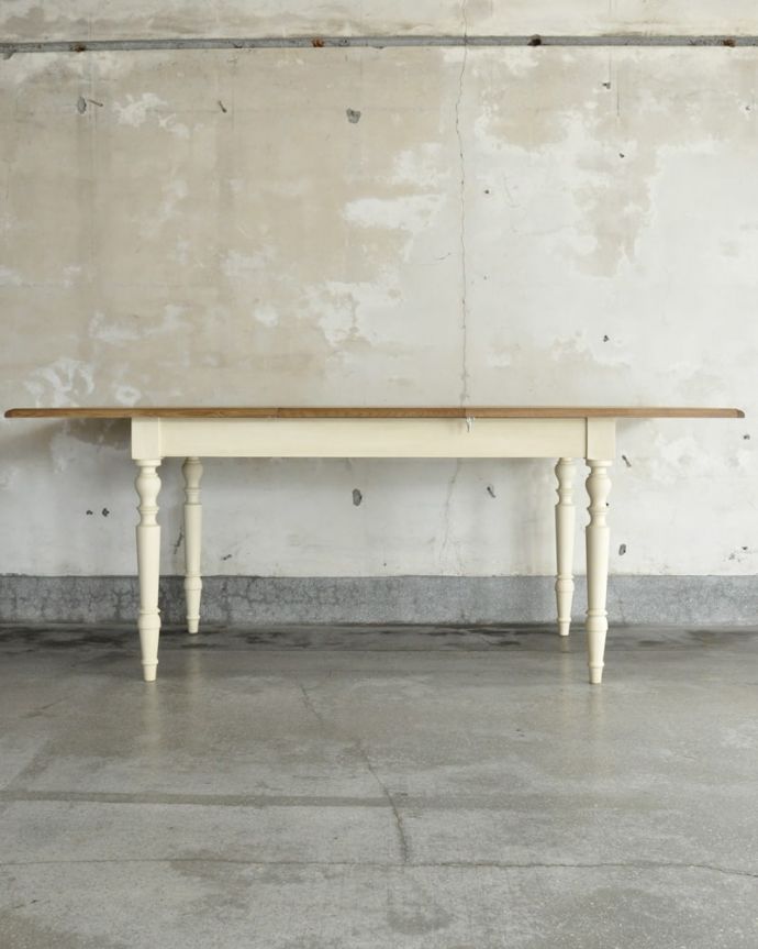 コントワールドファミーユ アンティーク風 フランス家具 コントワール・ドゥ・ファミーユ ダイニングテーブル DINING TABLE W/EXT CITADINES WHT 天板を広げると・・・もちろん広げたままの状態でもお使い頂けます。(cff-1063)