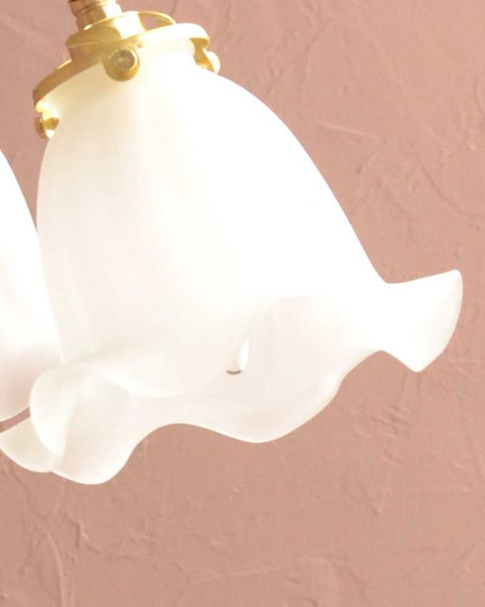 シャンデリア　照明・ライティング　ふんわりと女性らしいフロストガラスシェードのアンティーク風シャンデリア（4灯・電球なし）。。(cr-511-gA)