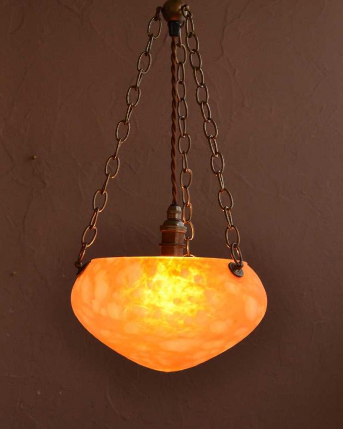 シャンデリア　照明・ライティング　マーブル模様のガラスが美しいハンギングボウル(E17シャンデリア球1灯付)。。(cr-531)