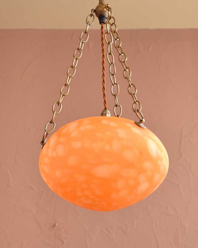 シャンデリア　照明・ライティング　マーブル模様のガラスが美しいハンギングボウル(E17シャンデリア球1灯付)。。(cr-531)