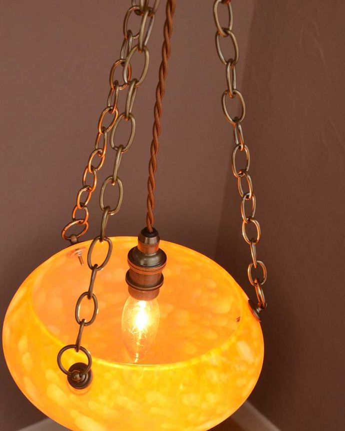 シャンデリア　照明・ライティング　マーブル模様のガラスが美しいハンギングボウル(E17シャンデリア球1灯付)。。(cr-531)