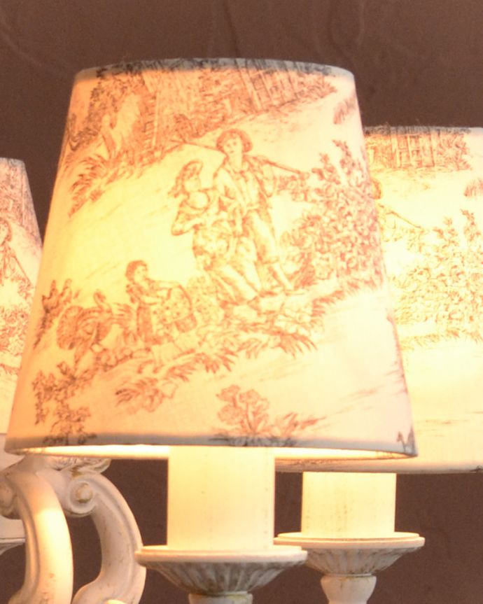 シャンデリア 照明・ライティング フランス風の5灯シャンデリア(トワルド・ジュイ・グレー・電球セット)。LEDも使えます口金はE17型40Wの電球をセットでお届けいたします。(cr-536)