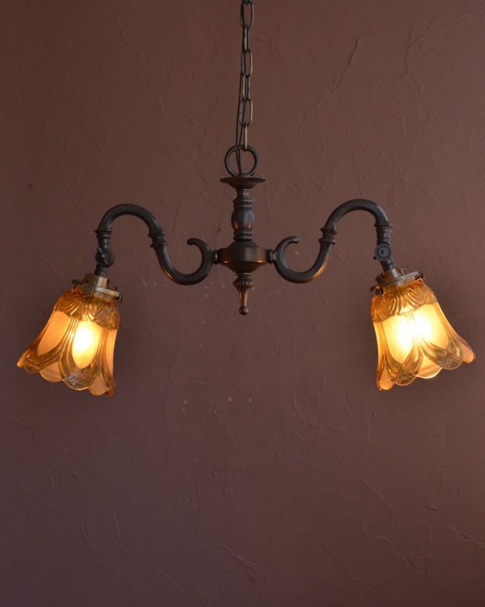 シャンデリア　照明・ライティング　アンティーク風シャンデリア（アンティーク色・2灯・電球なし）　(cr-546-a)