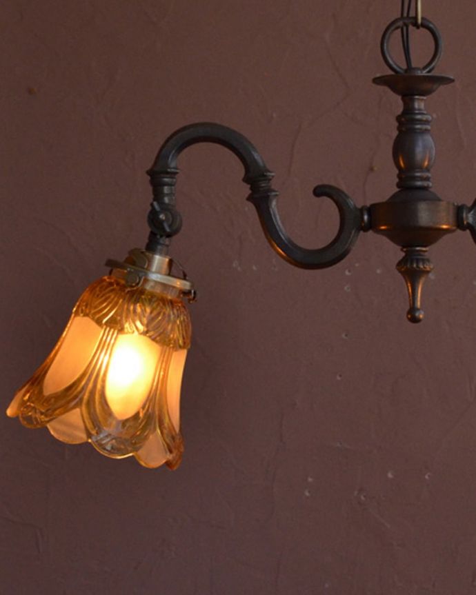 シャンデリア　照明・ライティング　アンティーク風シャンデリア（アンティーク色・2灯・電球なし）　(cr-546-a)