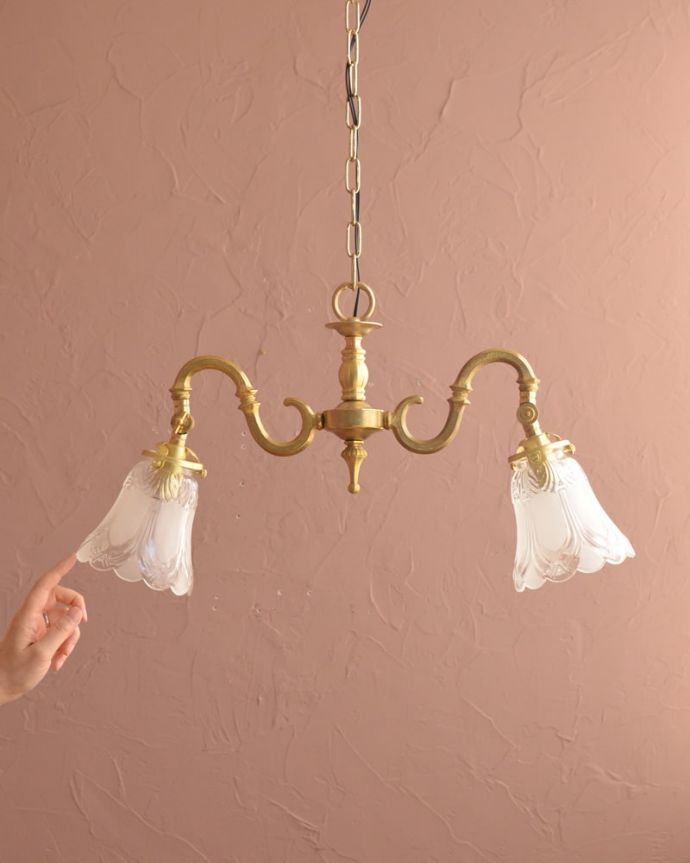 シャンデリア　照明・ライティング　アンティーク風シャンデリア（2灯・電球なし）　(cr-546-g)