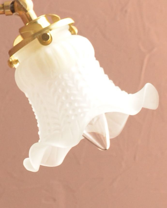 シャンデリア　照明・ライティング　スズランが咲いたデザインが可愛いアンティーク風のガラスシェード付きシャンデリア（5灯・電球なし）。。(cr-507-g)