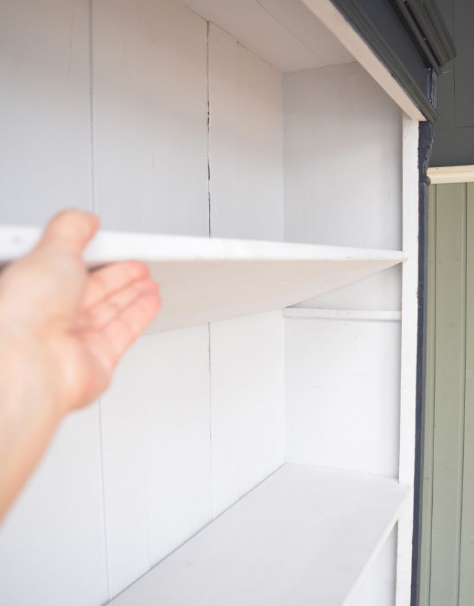 アンティークのキャビネット アンティーク家具 フレンチスタイルのアンティーク家具、ペイントのオープンシェルフ(本棚)。棚板は可動です。(d-1182-f)