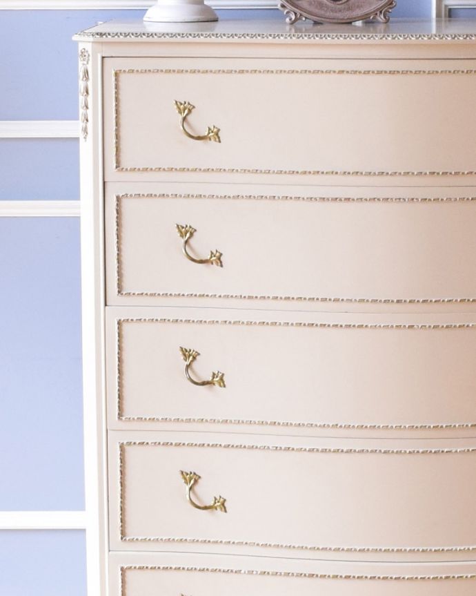 フレンチスタイルの5段チェスト、ヨーロッパのアンティーク家具(d