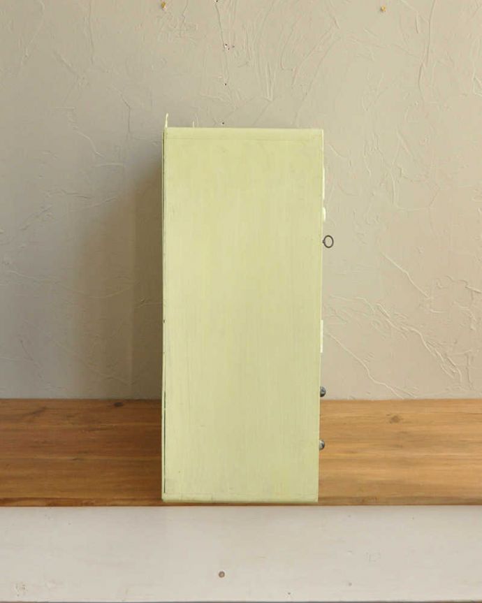 ウォールキャビネット　アンティーク家具　フランス輸入のペイントアンティーク家具、置くだけで可愛いスモールキャビネット。横顔だっても美しい正面だけじゃなく横もキレイに修復してあります。(d-1281-f)