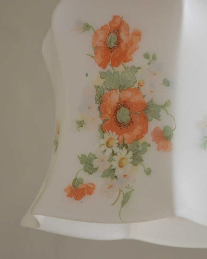 ペンダントライト　照明・ライティング　美しい赤いお花のアンティークペンダントライト（コード・シャンデリア電球・ギャラリーなし）。。(d-1463-z)