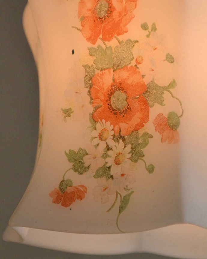 ペンダントライト　照明・ライティング　美しい赤いお花のアンティークペンダントライト（コード・シャンデリア電球・ギャラリーなし）。。(d-1463-z)