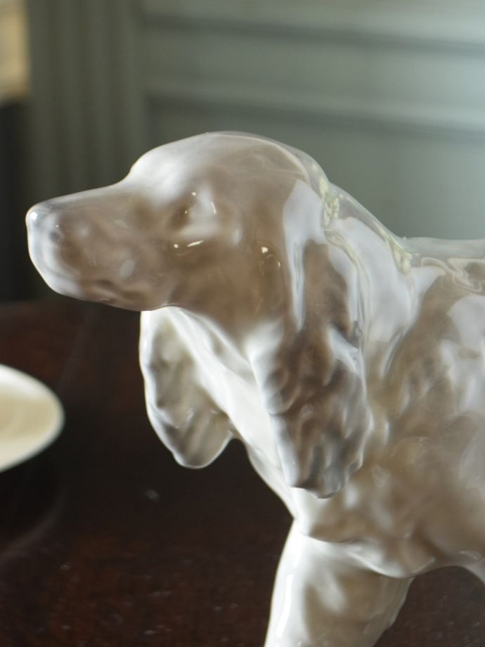 フランスから届いたリモージュの陶磁器、アンティークの犬の置物(d