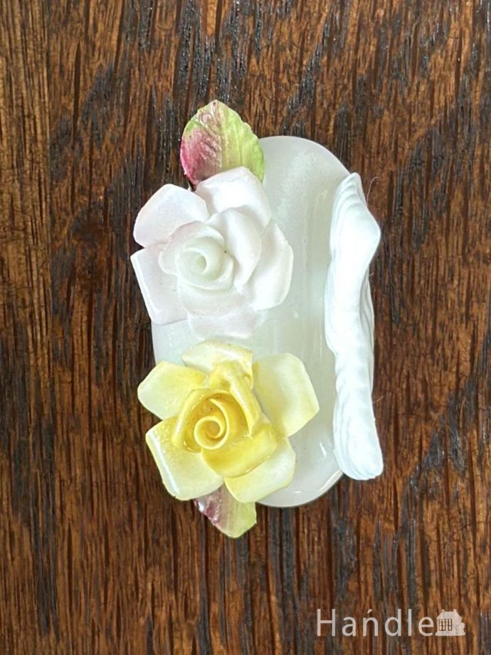 英国のおしゃれなカードスタンド、コールポートのアンティーク陶花(d