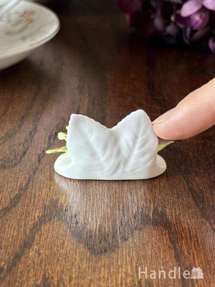 英国のおしゃれなカードスタンド、コールポートのアンティーク陶花(d