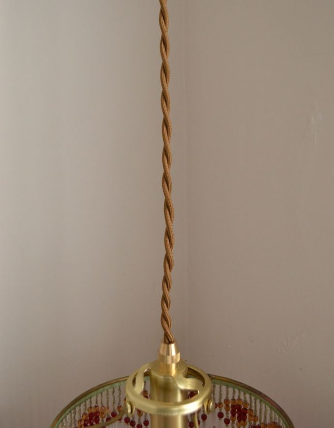 ペンダントライト　照明・ライティング　ビーズランプ　アンバーボルドー（コード付き）。ブラウンのコードです。(gc-182)