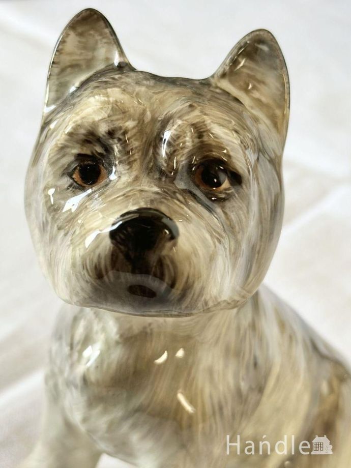 希少品◎イギリスアンティークぬいぐるみテリア収納ジップ付き 英国アンティークの陶磁器で出来たフィギュリン、表情が可愛い白い