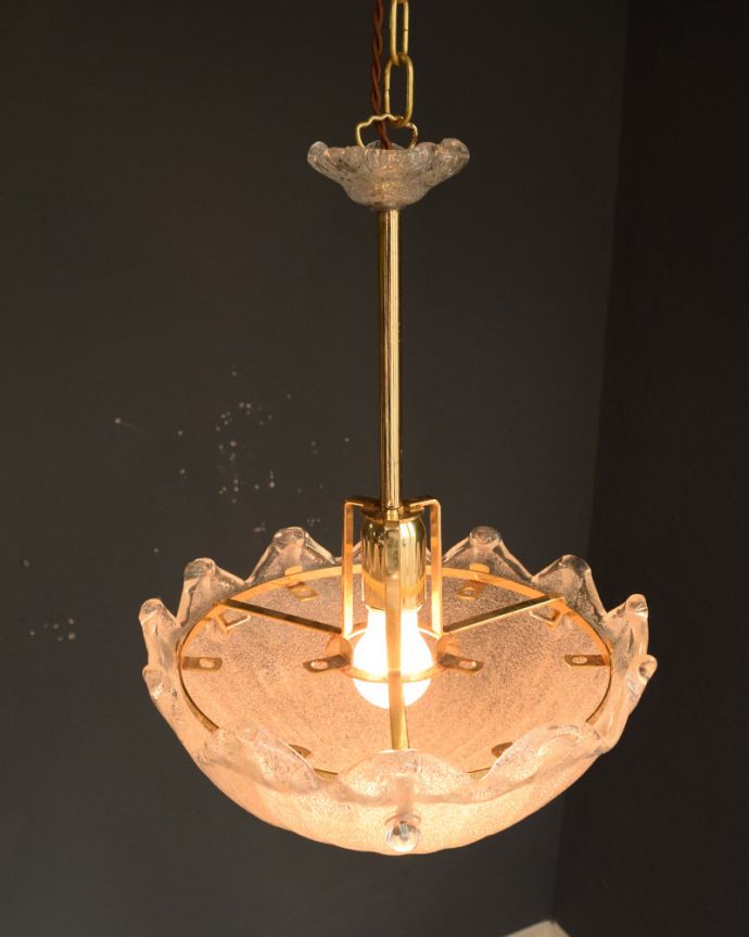 シャンデリア　照明・ライティング　厚みのあるガラスに存在感のあるオシャレなハンギングボウル。。(h-394-z)