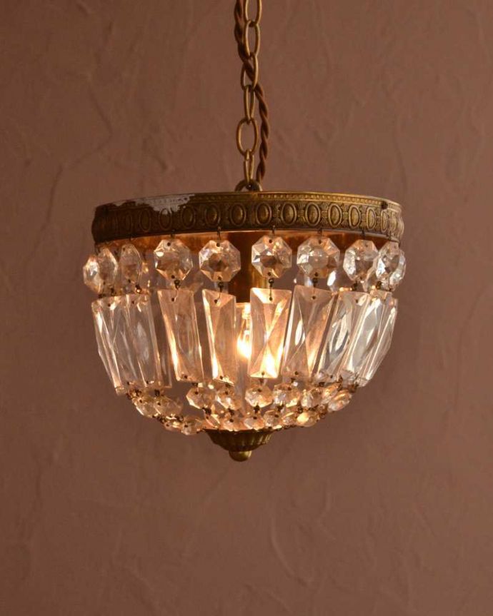 シャンデリア　照明・ライティング　フランスアンティークのプチシャンデリア(1灯)(E17シャンデリア球付)。。(h-720-z)