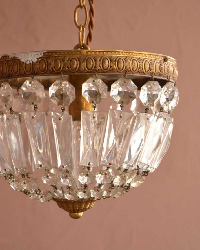 シャンデリア　照明・ライティング　フランスアンティークのプチシャンデリア(1灯)(E17シャンデリア球付)。。(h-720-z)